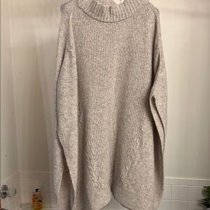 Time and Tru Cream Knit Poncho with Turtleneck